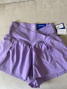 JoyLab High-Waist Lavender Skort-Style Workout Shorts